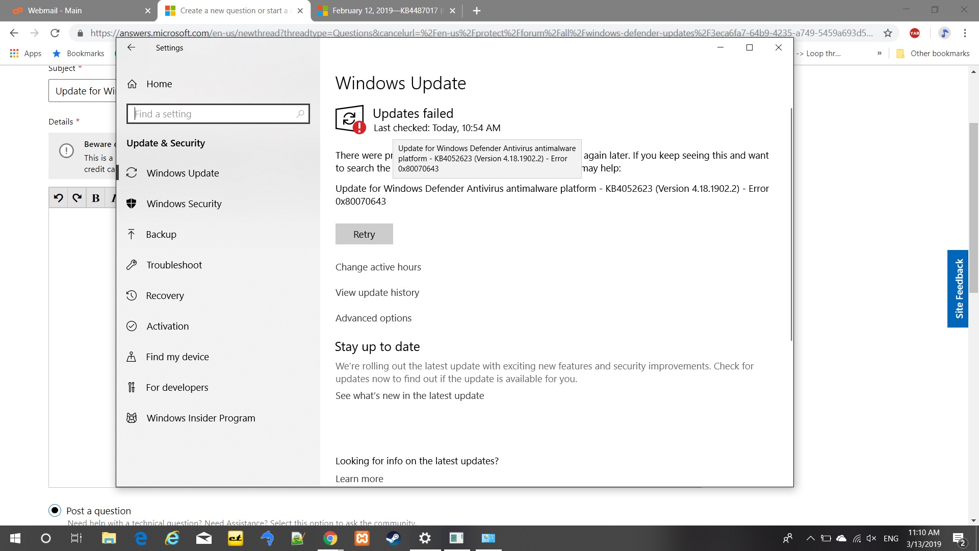 Update for Windows Defender Antivirus antimalware platform - KB4052623 (Version... b0fe3ed9-fa4c-4f51-9cd7-4681e7d8e502?upload=true.jpg