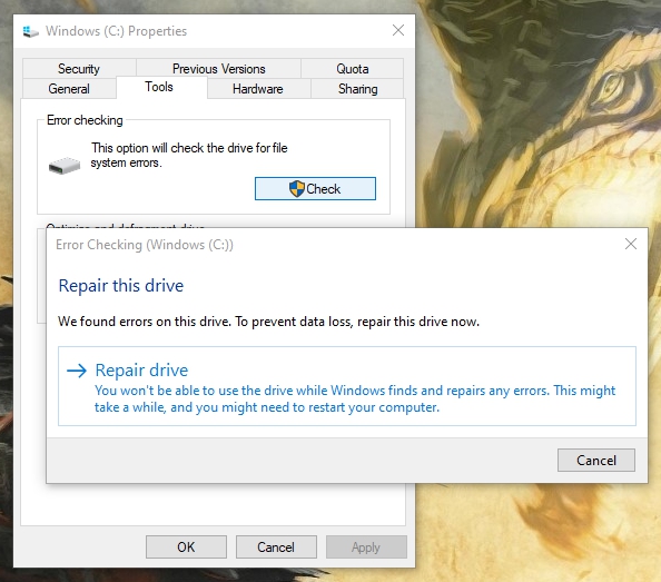 Windows keep running chkdsk on my C: drive during startup, but always skips the process b1027e6b-7872-4aa8-ad96-ddef6fb25350?upload=true.jpg