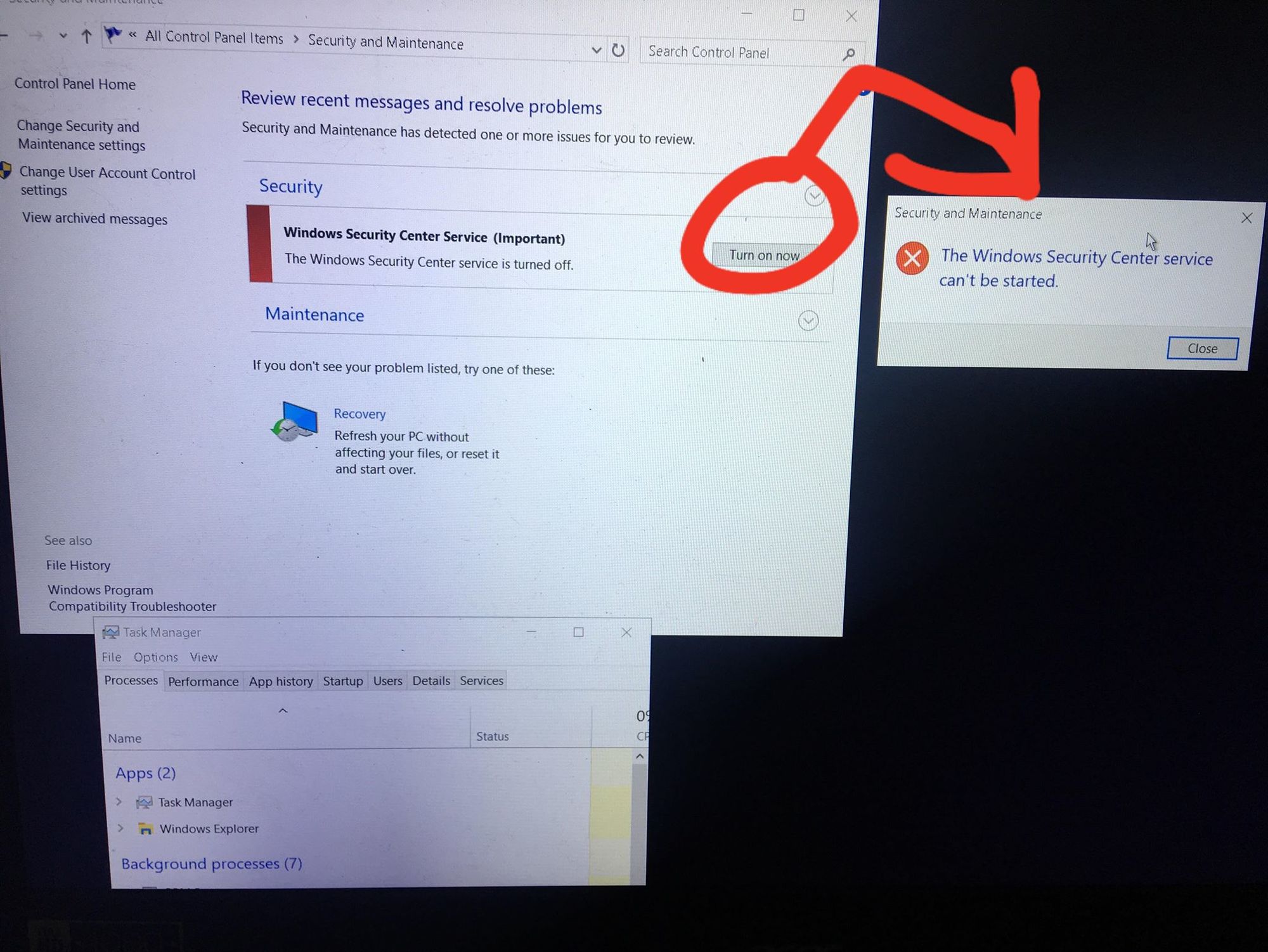 Logged in, screen is black/blank/empty, I can see/use the mouse, no taskbar, no desktop... b107fdf6-47c7-4b98-aed8-77d415e3ba5d?upload=true.jpg