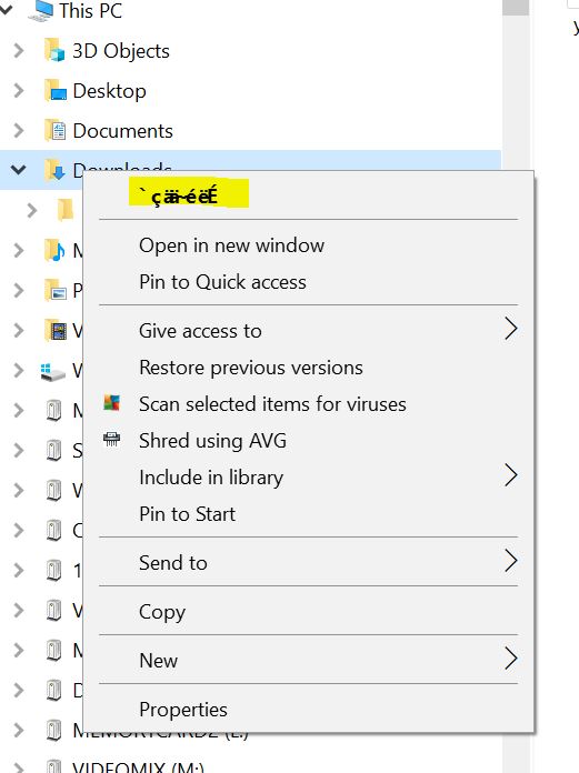 Weird characters appeared in Windows File Explorer for Windows 10 in right-click menu... b1b63e00-c53e-41d9-87a0-e00961f6f58d?upload=true.jpg