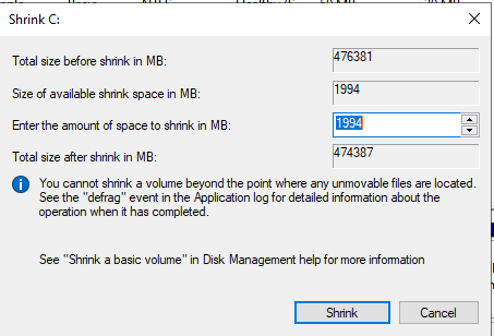 disk shrinking problems? b21a2f19-a345-4059-9f0e-e50b1ecd8361?upload=true.png