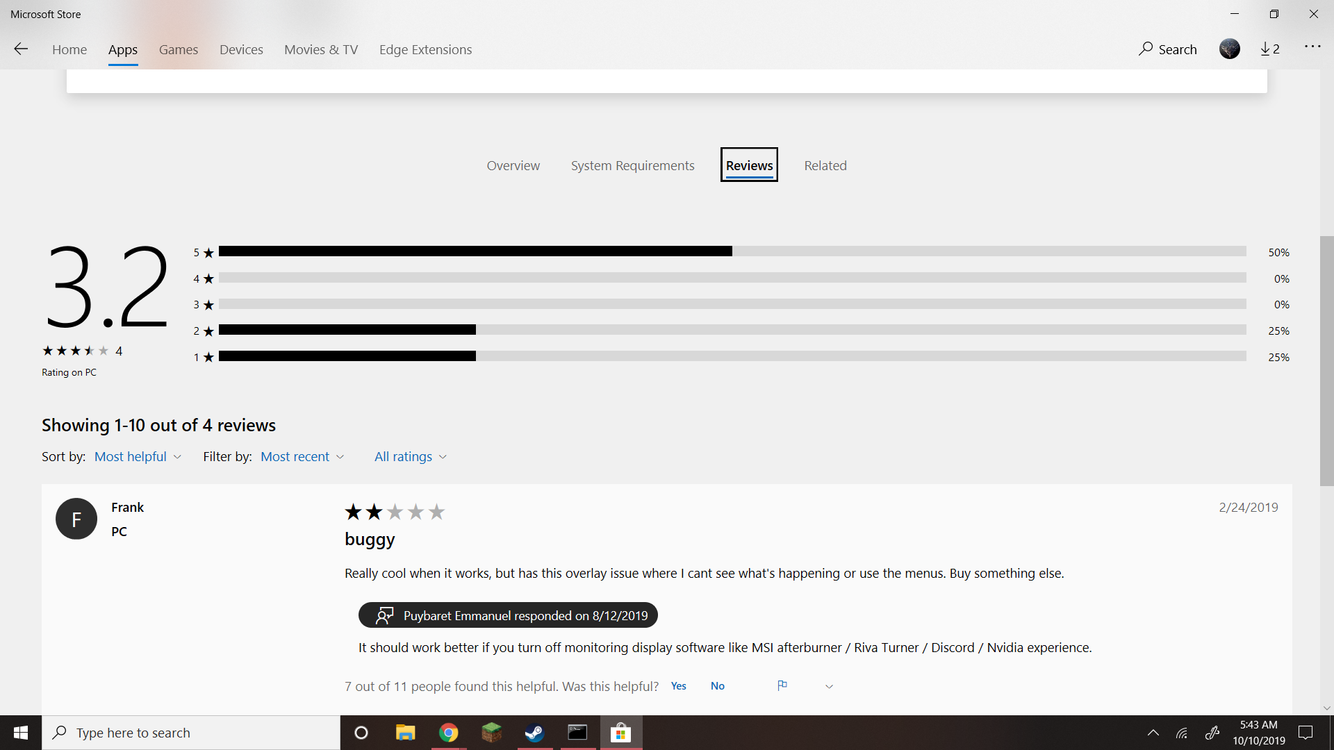 Cannot Update Microsoft Store Review or Leave Public Reply to Developer Response b2b78351-fa5e-4981-afdd-72e743a52b74?upload=true.png