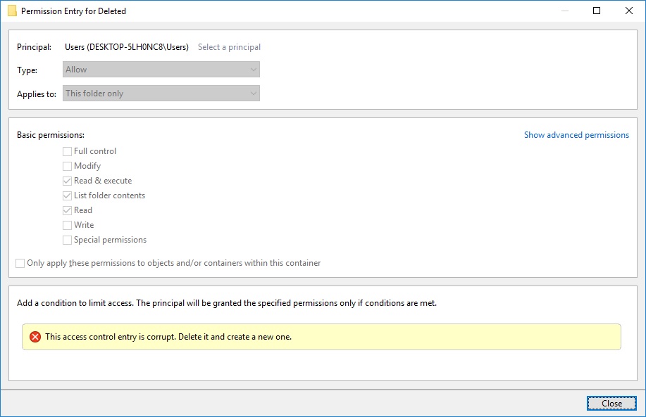 Access Control Entry is Corrupt b2f90424-a374-478c-9b4b-6e85f33a9b56?upload=true.jpg