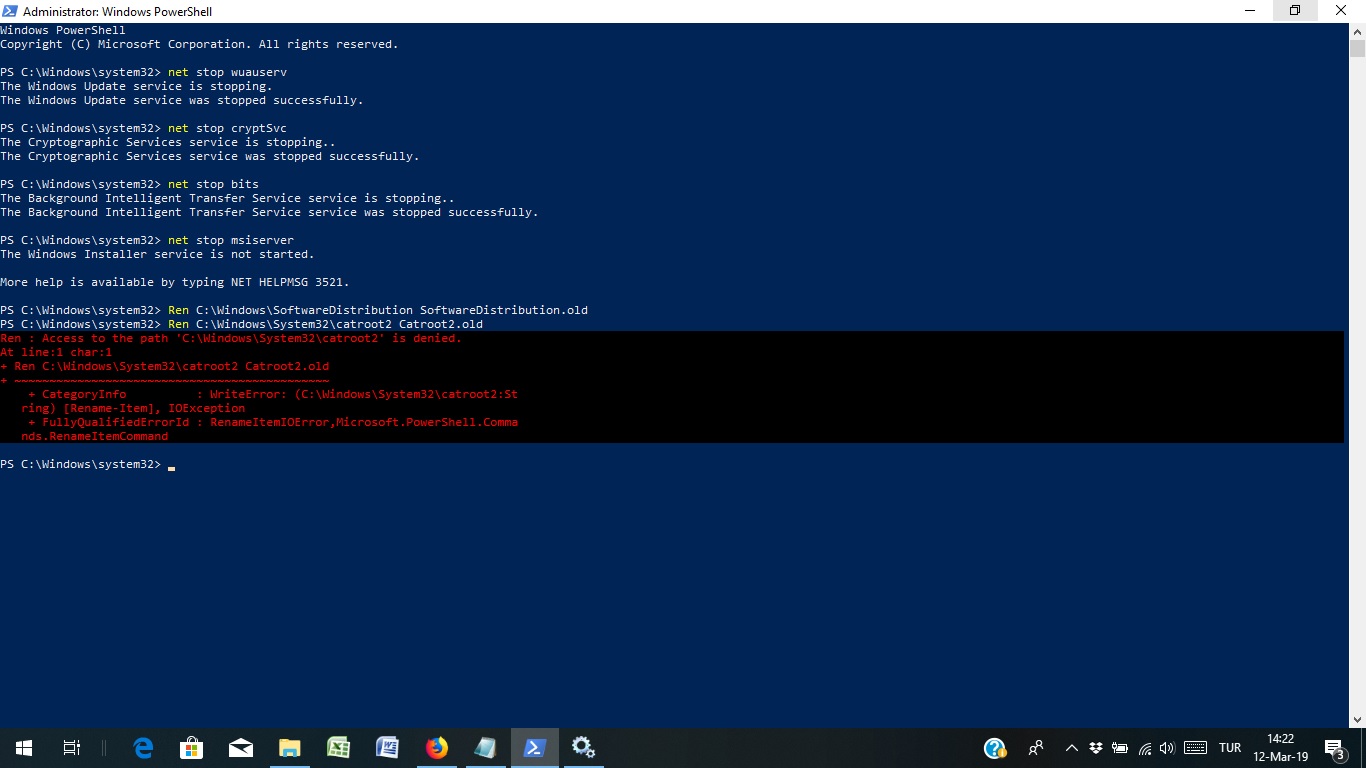 I get error when I try to execute the following: "Ren C:\Windows\System32\catroot2... b315288c-7763-43fb-ac0c-7741a065af54?upload=true.jpg