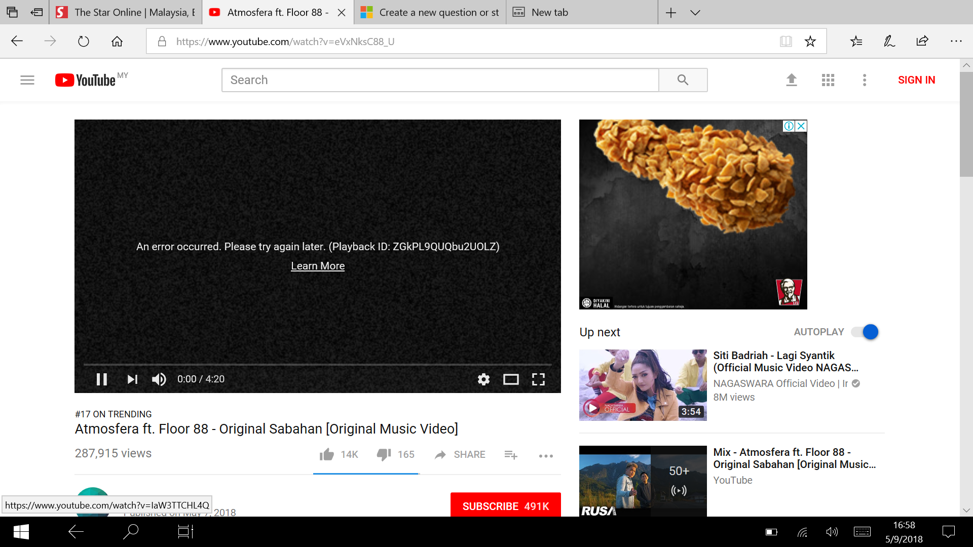 I get this message saying "an error occured, please try again later playback... b3413b43-4c46-4e73-9e2e-5c2c5613a2ec?upload=true.png