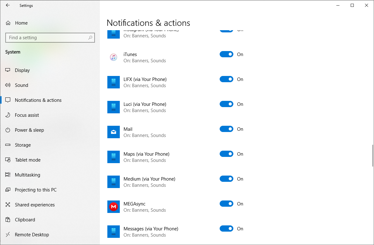 Is there a way to remove 'via Your Phone' apps from the Windows 10 notifications settings? b42c66af-431c-4085-9b19-3f588d38969a?upload=true.png