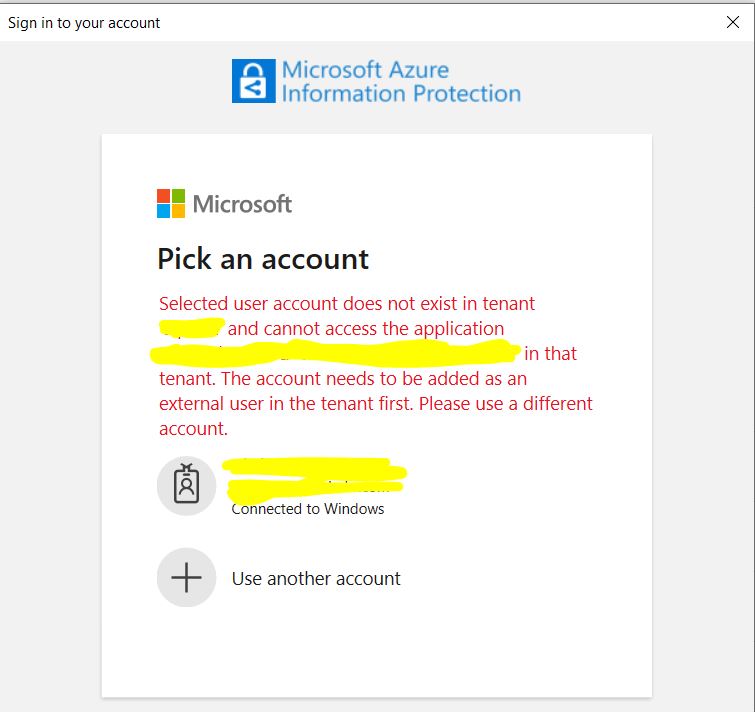 AIP Unified Client Error. Selected user account does not exist in tenant  and cannot access... b47e94b4-ddd5-4b05-8fc6-216356e110f9?upload=true.jpg