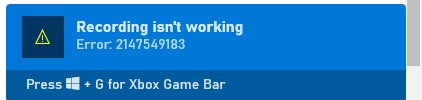 Gamebar recording: Recording isn't working: error 2147549183 b48f244f-ca47-4031-bce2-9bbe74b6bb1a?upload=true.jpg