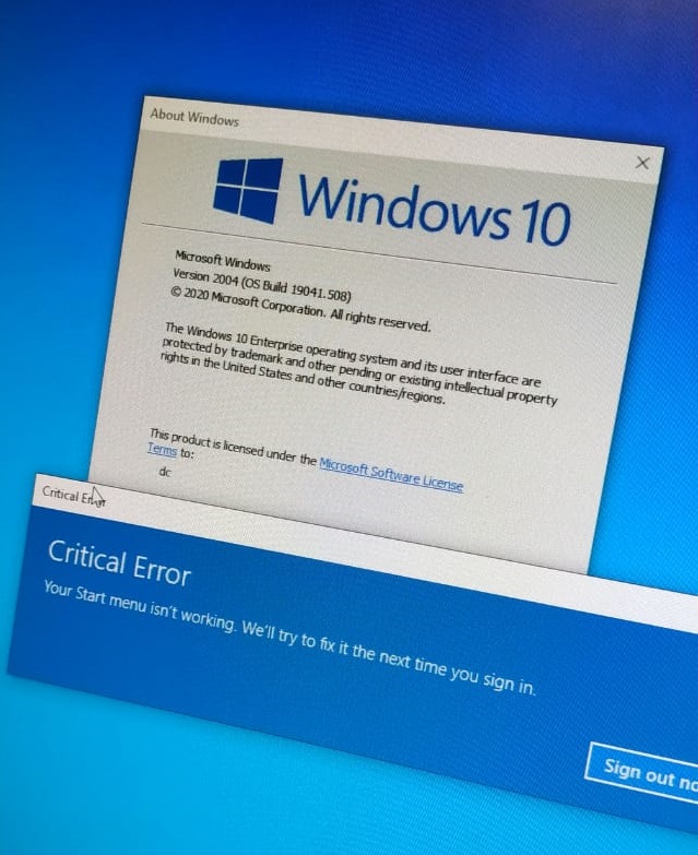 Your Start menu isn't working, we will try to fix this next time you sign in EDGE, SEARCH,... b4d3b8b7-4677-435a-8e35-583e92d6da4b?upload=true.jpg