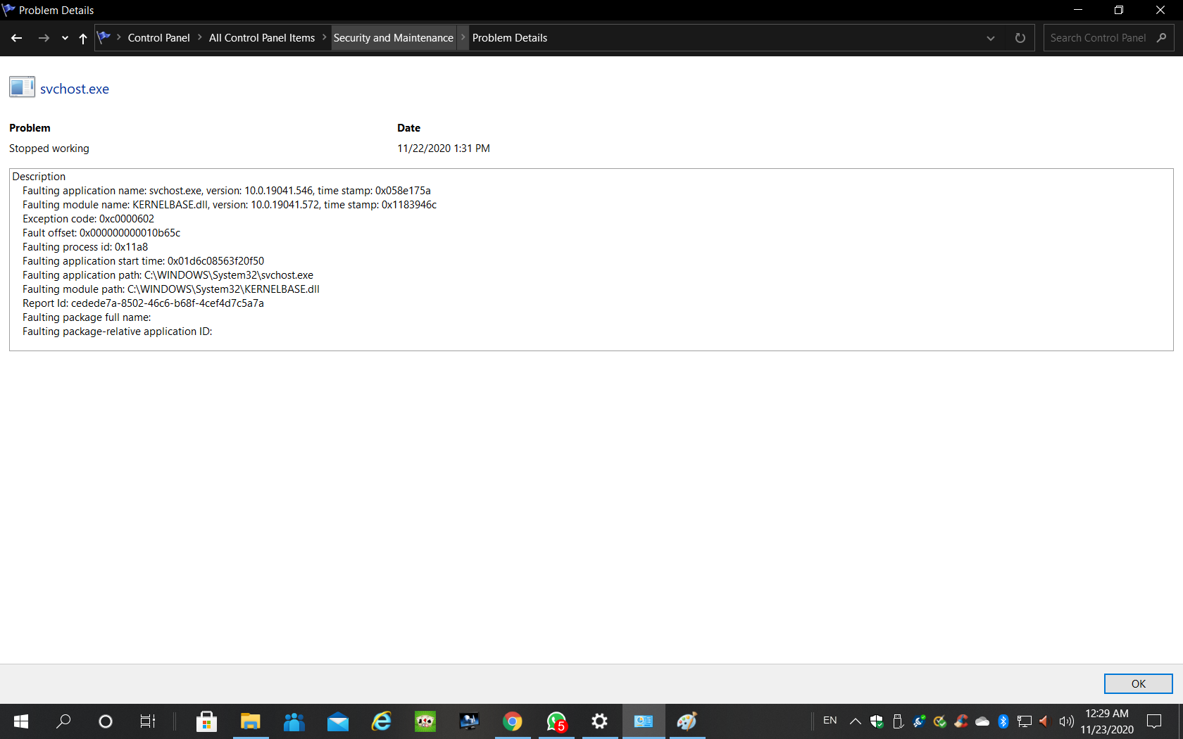 Problems with Answers re: Kernellbase.dll b4d836a0-0b16-4570-bc9c-b4690b2f0bc1?upload=true.png