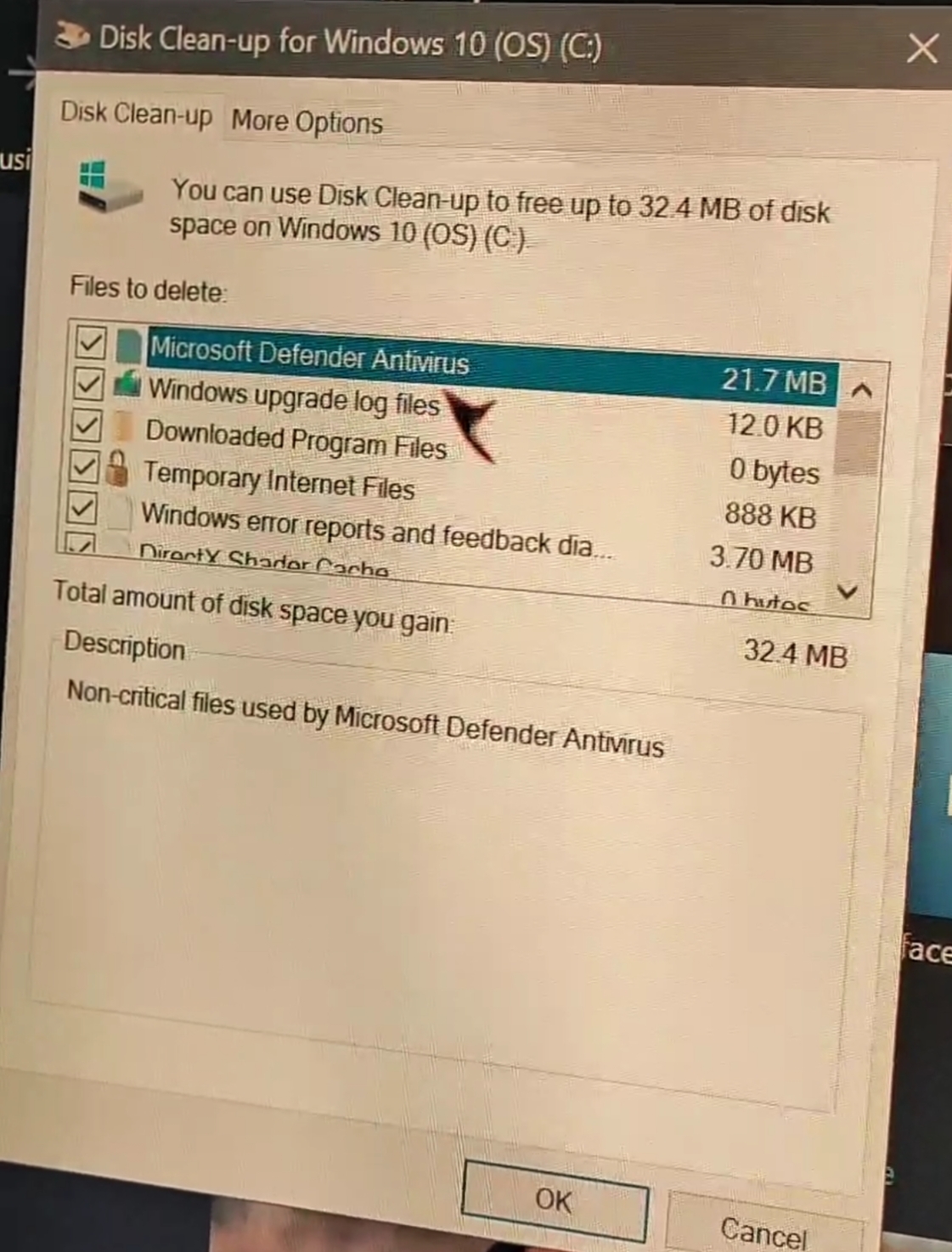 Disk cleanup is not cleaning Windows defender none critical files b53d1334-afe8-4030-98fe-a657707cae80?upload=true.jpg