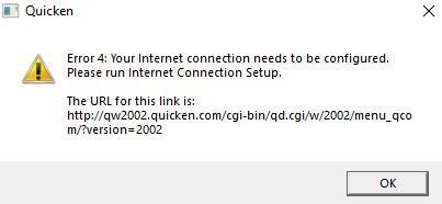 Quicken 2002 & Windows 10: Can't get Quicken to connect to the internet to sync with bank... b56073d9-ba75-4ec0-b005-c3ce6def599e?upload=true.jpg