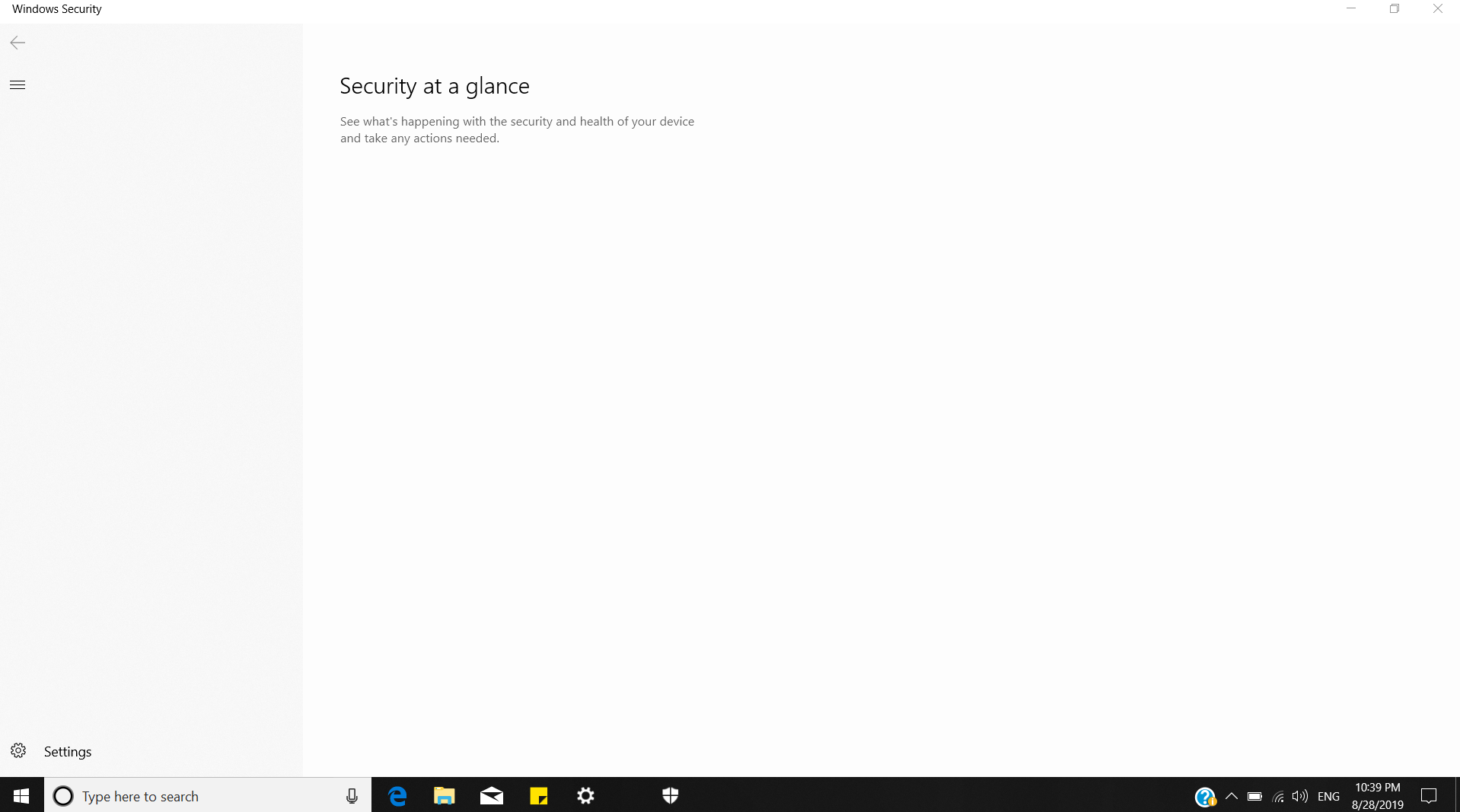 My 'Windows defender security center' is blank, there are no option available under it b5b8d43b-621d-4d5b-99ee-7bb82597644c?upload=true.png