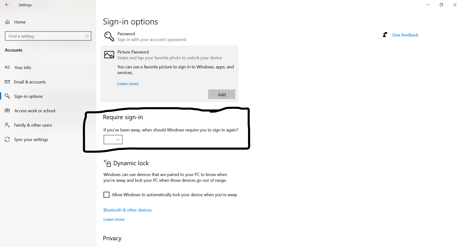 I am not able to change the sign in options to require password once the laptop goes to sleep b70424a3-47fb-4b19-b9fd-0b187ed4155a?upload=true.png