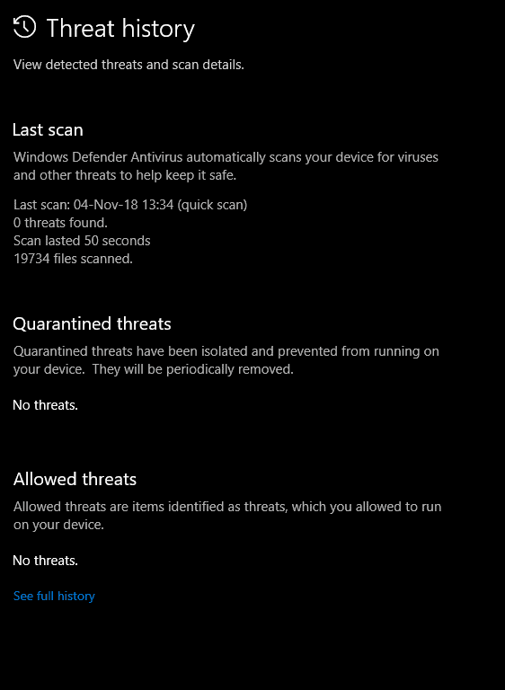 Virus and Protection Full Scan says a threat exists start actions.  Action button does nothing. b7211ccc-6518-4497-8f61-b5ba10aa25e0?upload=true.png