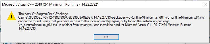 Microsoft Visual C++ 2019 X64 minimum runtime error b75b4ea5-d5ac-402f-b8a6-a1fda97cd716?upload=true.jpg