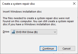 Win 10 Prof Ver 1909 after update try to make recovery disk ask for system software disk... b78b9d42-2c26-40e1-8b8b-9c6f12d34463?upload=true.png