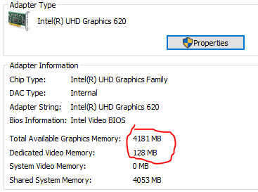 How do I increase my Video Allocated RAM from 128Mb to 2048Mb so I can play Fallout 4 on my... b8d75fdf-ff9d-41cb-99eb-0cab8b7cadd4?upload=true.png