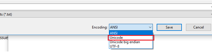 notepad option save as  encoding  - unicode - does not exist anymore b9023823-aa15-41e8-a832-dd46b2e70700?upload=true.png