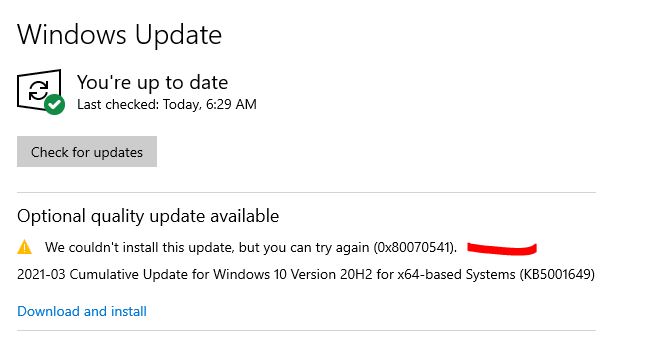 Update WONT install = 2021-03 Cumulative Update for Windows 10 Version 20H2 for x64-based... b996d3f2-44e1-4624-953c-b5d64ac42321?upload=true.jpg
