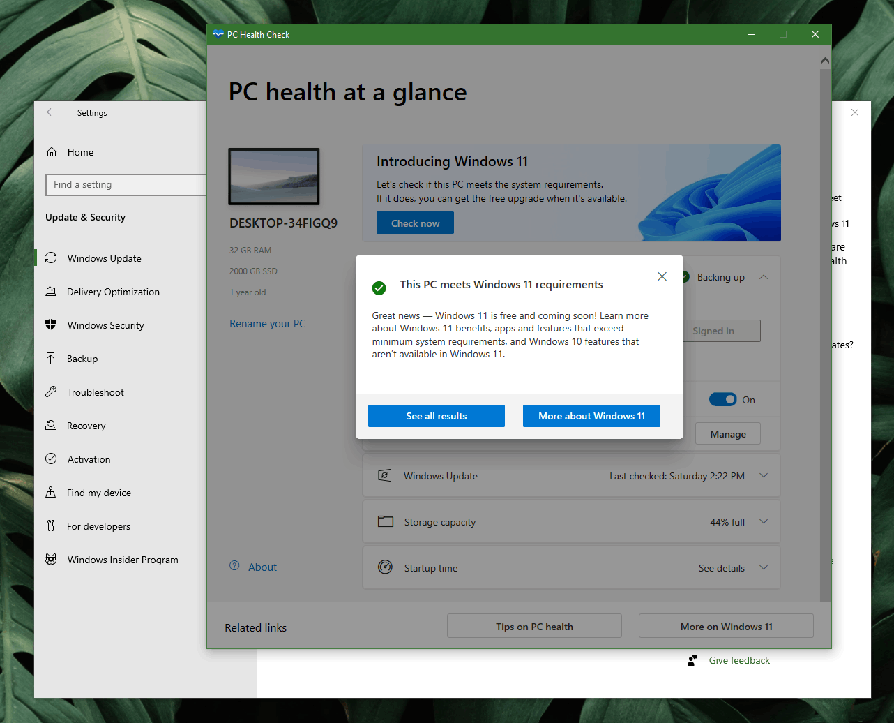 PC Health Check says I'm eligible for Windows 11 but settings don't b9b9e7e8-d4da-4c1a-aa1c-3ef1c4d1bace?upload=true.png
