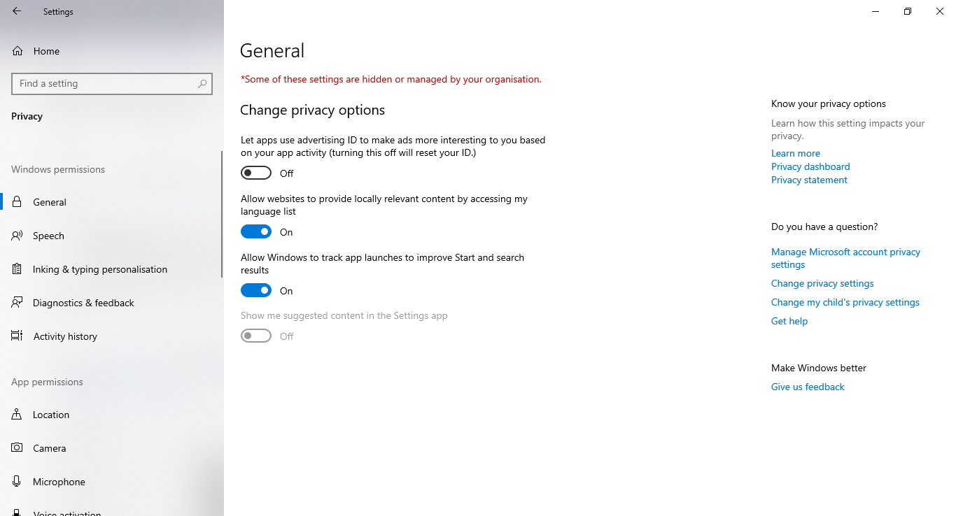 Lock screen -- "*Some settings are hidden or managed by your organization” ba72b244-b7af-4fff-ada3-189b6cd0c760?upload=true.png
