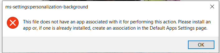 Getting error massage after doing right click - click on personalize or Display settings ba8cdf8b-e196-4af8-b510-4d1d6a381ae7?upload=true.png