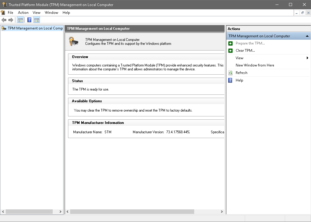 TPM - Clearing the TPM and restarting still has "clear TPM" highlight bac51c53-9bc9-4896-9a3c-9224d1d25790?upload=true.png