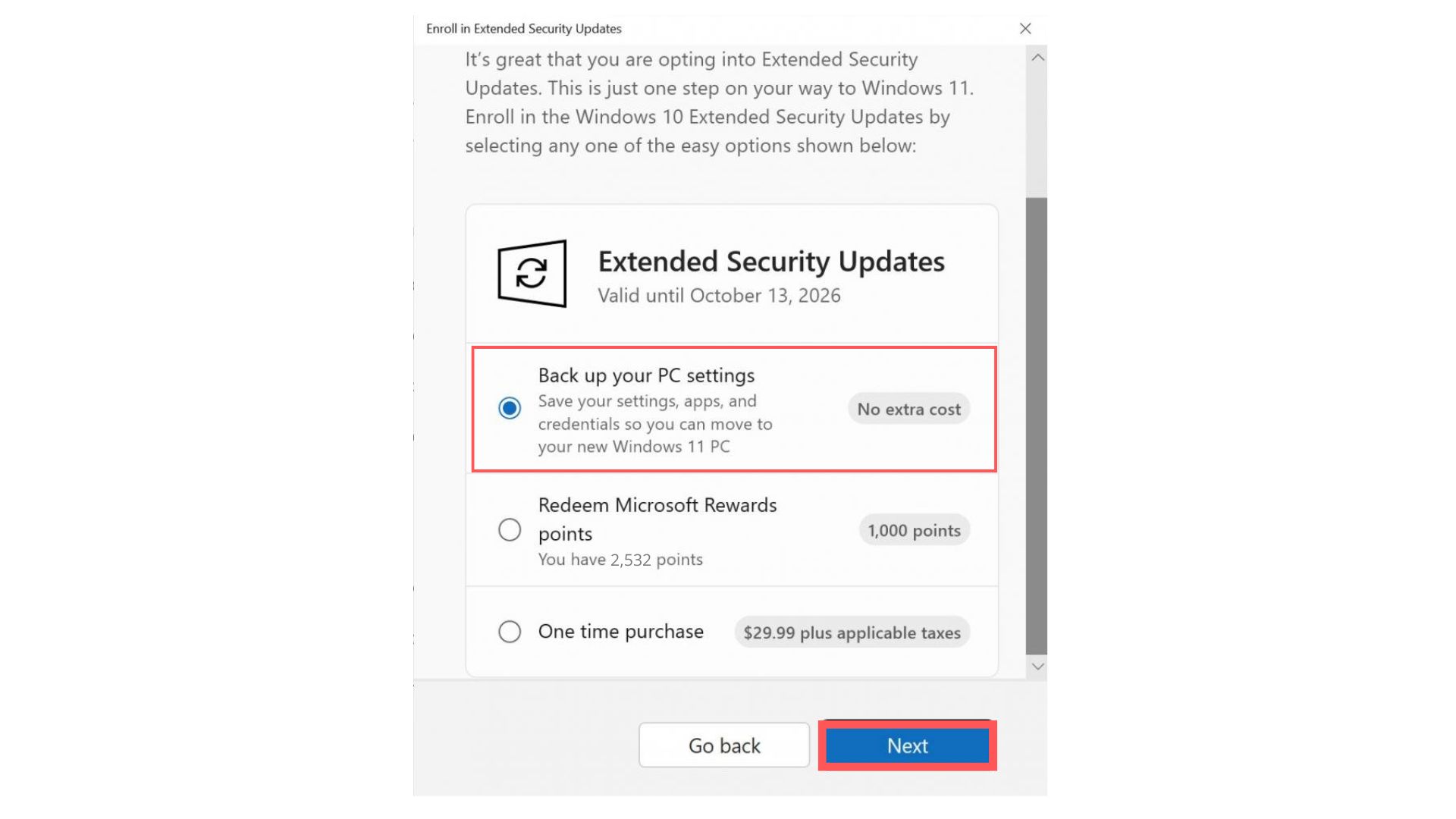 Windows 10 support quietly extended until Oct 2027, as users reject Windows 11 Back-up-your-PC-Settings-to-register-for-Windows-10-ESU.jpg