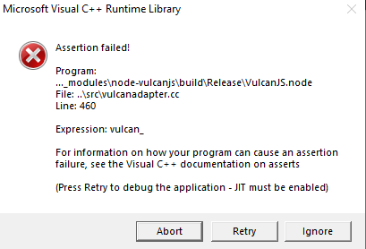 How can I solve assertion failure in microsoft visual c++ runtime library? bae1b800-15f9-4ef0-beb9-e8d29e8a3299?upload=true.png