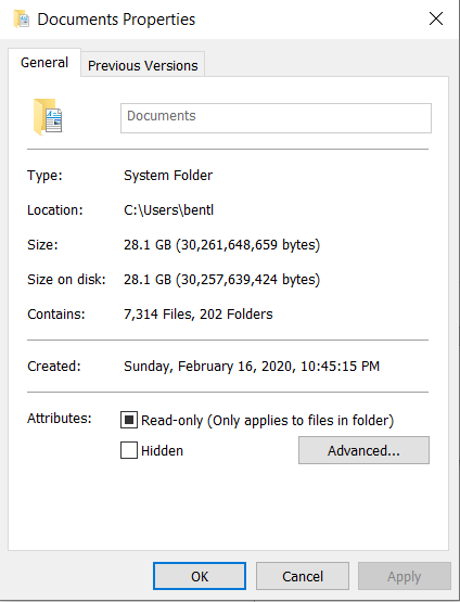 Location tab doesn't show up in my Documents folder properties/trying to relocate documents... bb7f3436-d8eb-4e1a-8887-ba5ba54cc291?upload=true.png