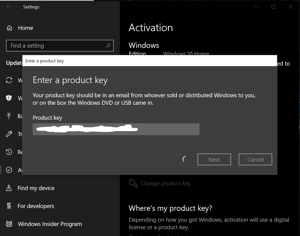 Trying to upgrade to Windows 10 Education from Windows 10 Home, product key not loading bc6b6461-fa61-483f-a2f9-d06488c5269d?upload=true.png