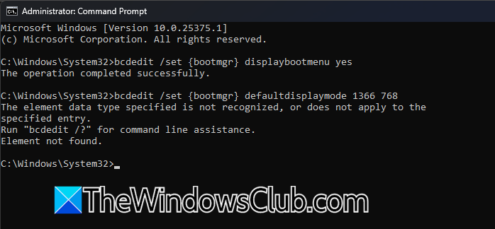 The element data type specified is not recognized, or does not apply to the specified entry bcdedit-error.png