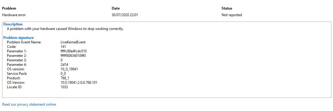 LiveKernelEventError 141, BlueScreen 116 and Windows stopped working. bd39e8f4-de98-4b46-89d9-a72a006c642e?upload=true.jpg