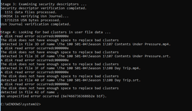 Error in Stage 4 of CHKDSK bde35bea-d137-4082-a5a6-e7bf603a9c9b?upload=true.png