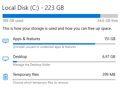 C-Drive Apps&Features at 151 gb when top file size is 858mb bde6b896-5eb2-4610-85ee-d602e4cf4769?upload=true.png