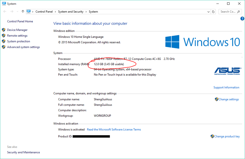 my W10 64bit laptop doesn't utilise the 12GB RAM ? be824d2c-1b70-4a0b-a6a9-8def7a9f5374.png