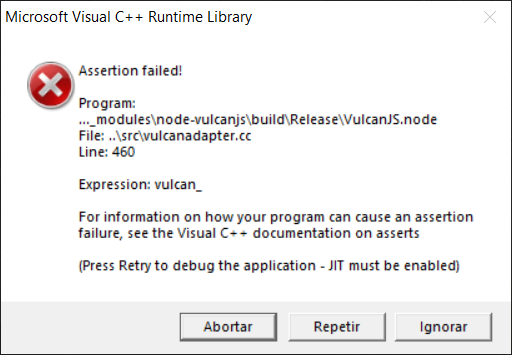 Microsoft Visual C++ Runtime Library vulcanadapter.cc, Line:460 beef1bae-5034-4d1a-b92a-3a9b01681cd1?upload=true.png