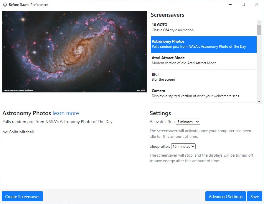Before Dawn is a cross platform program that has many cool screensavers Before-Dawn-photo-screensavers.jpg