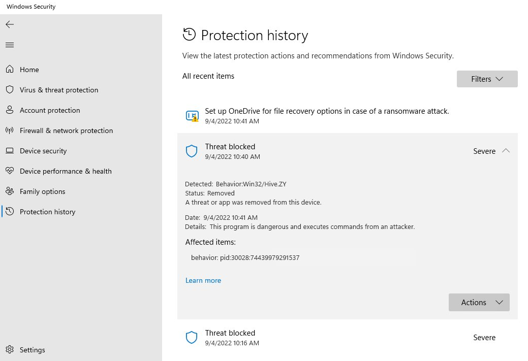 Microsoft confirms Behavior:Win32/Hive.ZY false error bug in Windows Defender Behavior-Win32-Hive.ZY-error.png