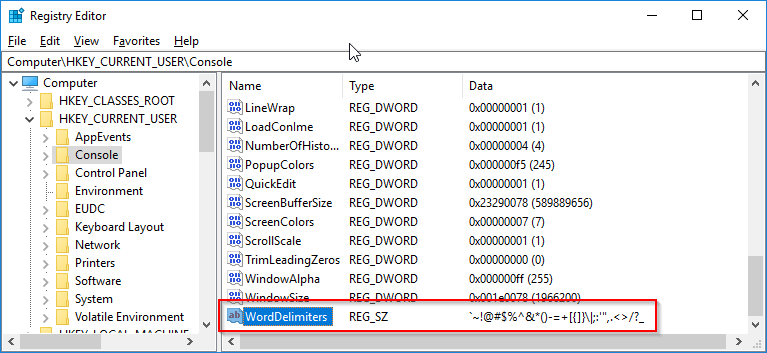 Purpose and use of "HKCU\Console\WordDelimiters" (and related keys in the registry) bf64de30-d0bd-41dd-b8c8-1b4344c88885?upload=true.png
