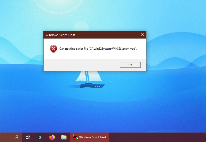 can not find script file "C:\win32System\Win32System.vbe". bf88954b-33ff-4ac7-9362-c9a07182743f?upload=true.jpg