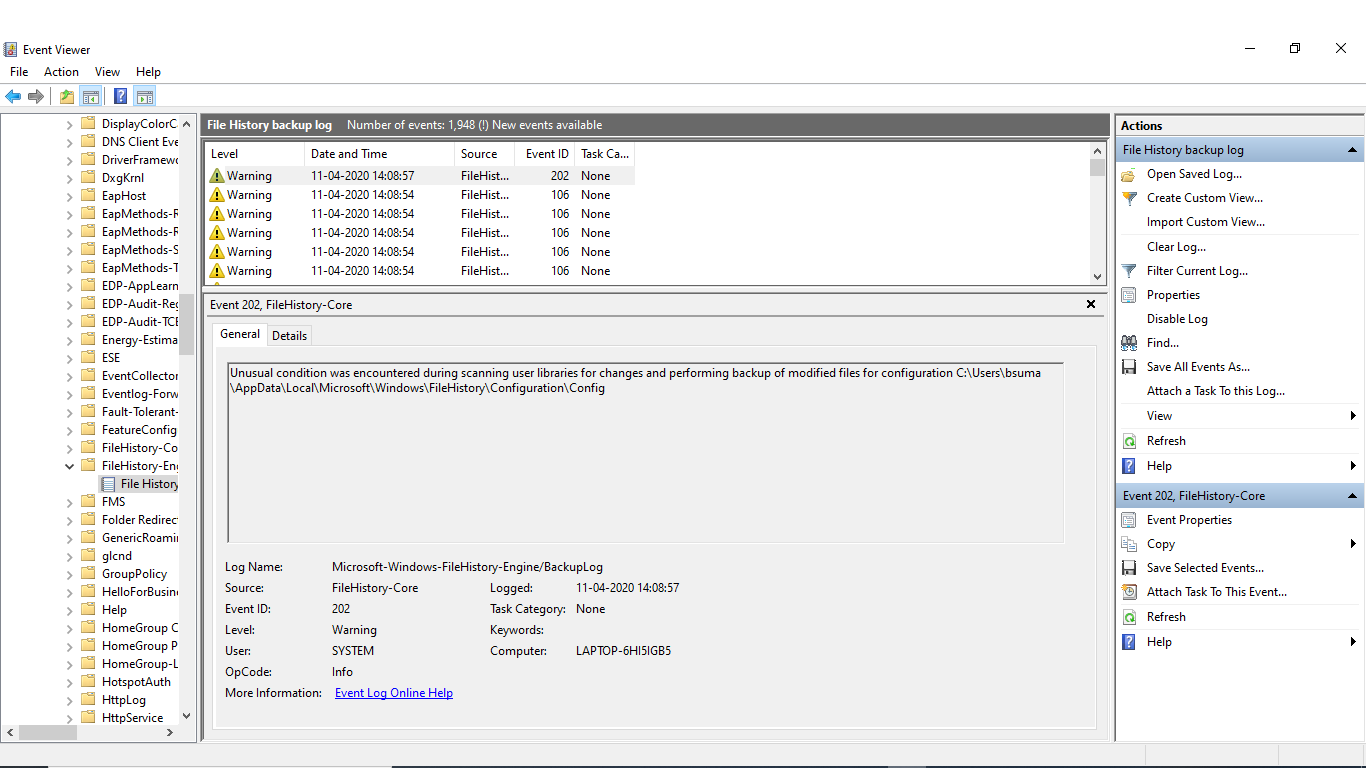 File History Fails to backup Files. Not a single file is backup. Backing up Status is on.... bfd340fc-8eed-4a5a-b8e0-8ad94e85cd86?upload=true.png