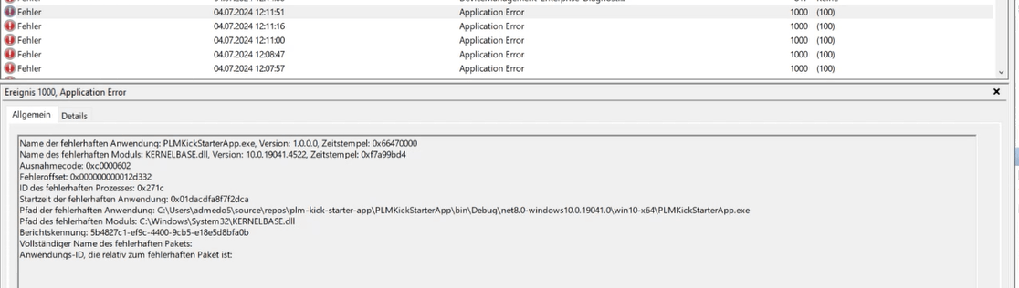 MAUI Blazor Hybrid App is crashing with Name des fehlerhaften Moduls: KERNELBASE.dll bM5qcvAttpz4dSNIrJUqTN988fYsIymxk6OGCtRndpNU6fGmIDfB7H9uu%2B%2FzRI%2FFLq4ua70lD%2F8BdysIeMV8k%3D.png