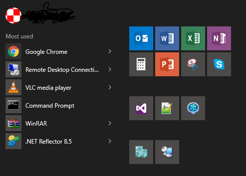Win10 Pro fullscreen Start Menu background greyed out, no accent colors on tiles bmyaH.png