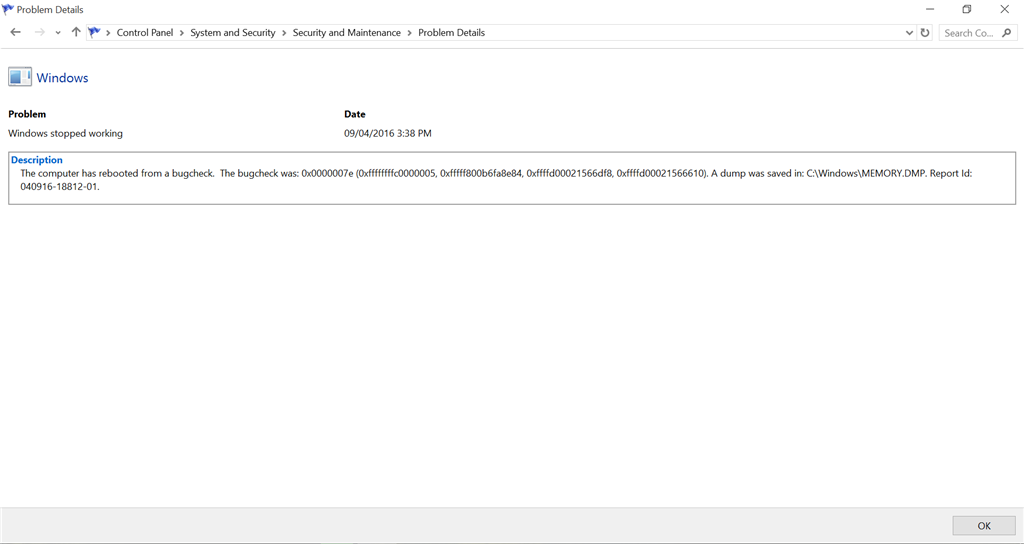 Can't figure out why my computer is crashing. On the logs it shows a bugcheck error 0x0000007e c0013692-d8cf-4a62-ac1d-0c1be7dd701b.png