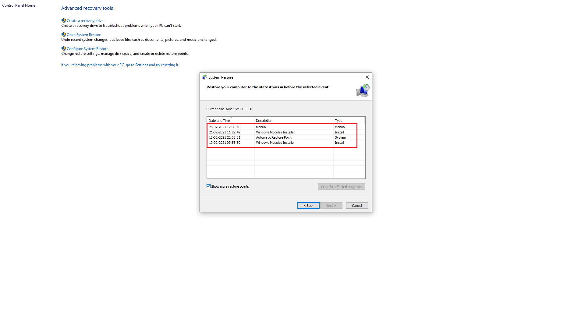 My Restore point that I've created manually has been disappeared from recovery restore... c0ea0724-8d64-4691-95f6-4ef92d8f26a9?upload=true.png