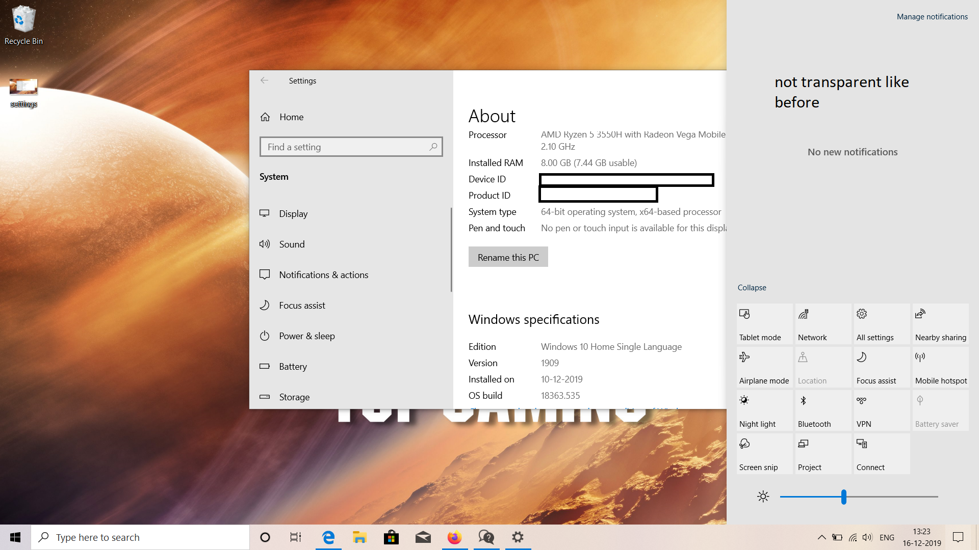 Lost start menu and windows apps transparency after windows 10 version 1909 update. c129557b-07bb-4a04-83b5-1a651668fe92?upload=true.png