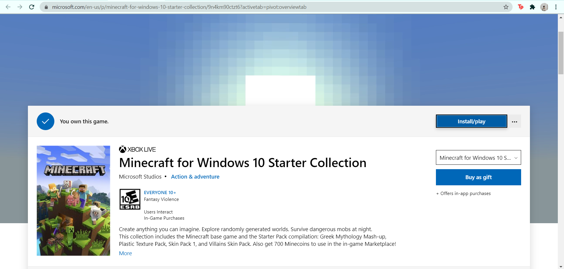i already own Minecraft for Windows 10 Starter Collection but microsoft store tells me to buy c12f7242-2d22-4c25-aafd-9d2e52c64edd?upload=true.png