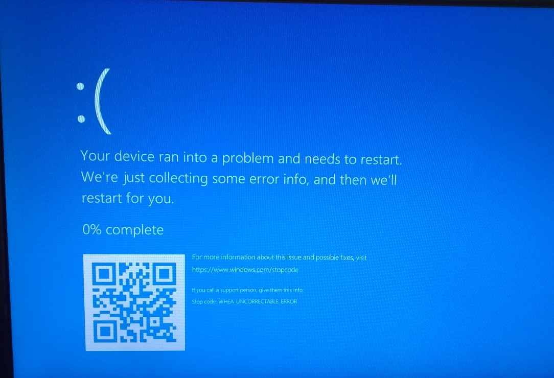 Blue screen error WHEA UNCORRECTABLE ERROR - Surface laptop 1st Gen